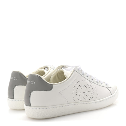 Gucci Calfskin Interlocking G Perforated Womens Ace Sneakers 37 White Grey Sky 5 of 10