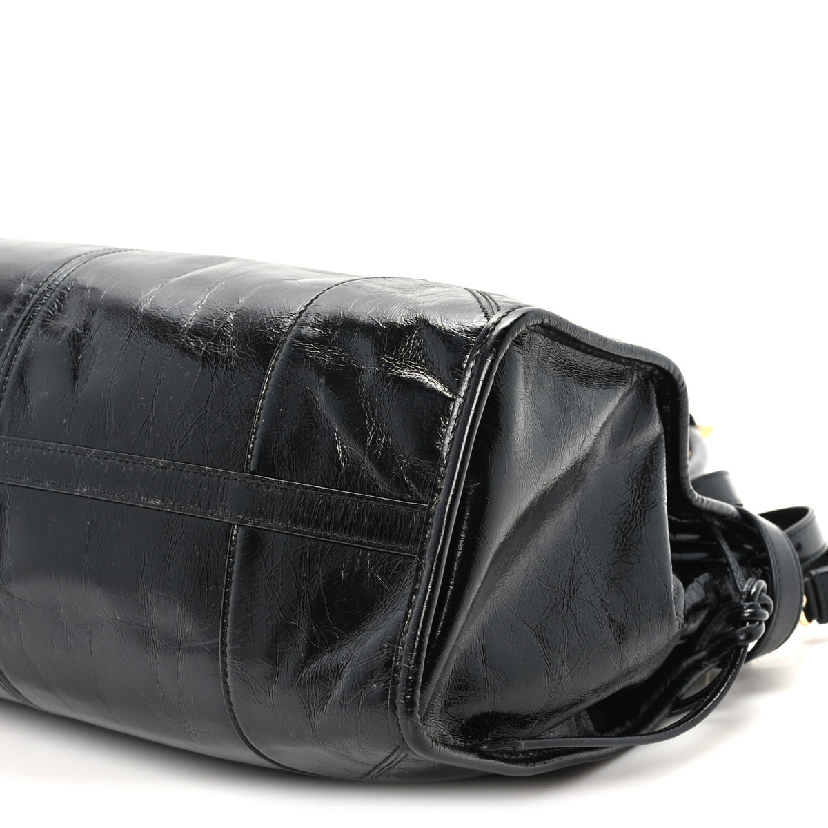Prada Glossy Calfskin Triangle Large Bonnie Shoulder Bag Black 9 of 9