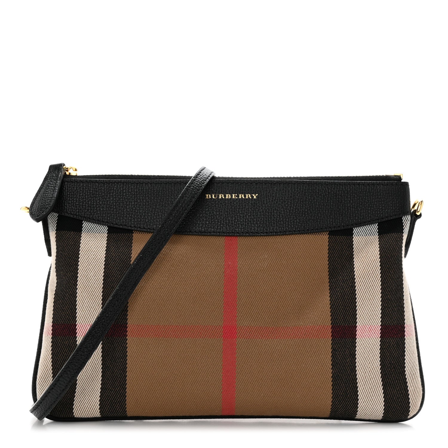Burberry House Check Derby Peyton Crossbody Clutch Bag Black 1 of 10
