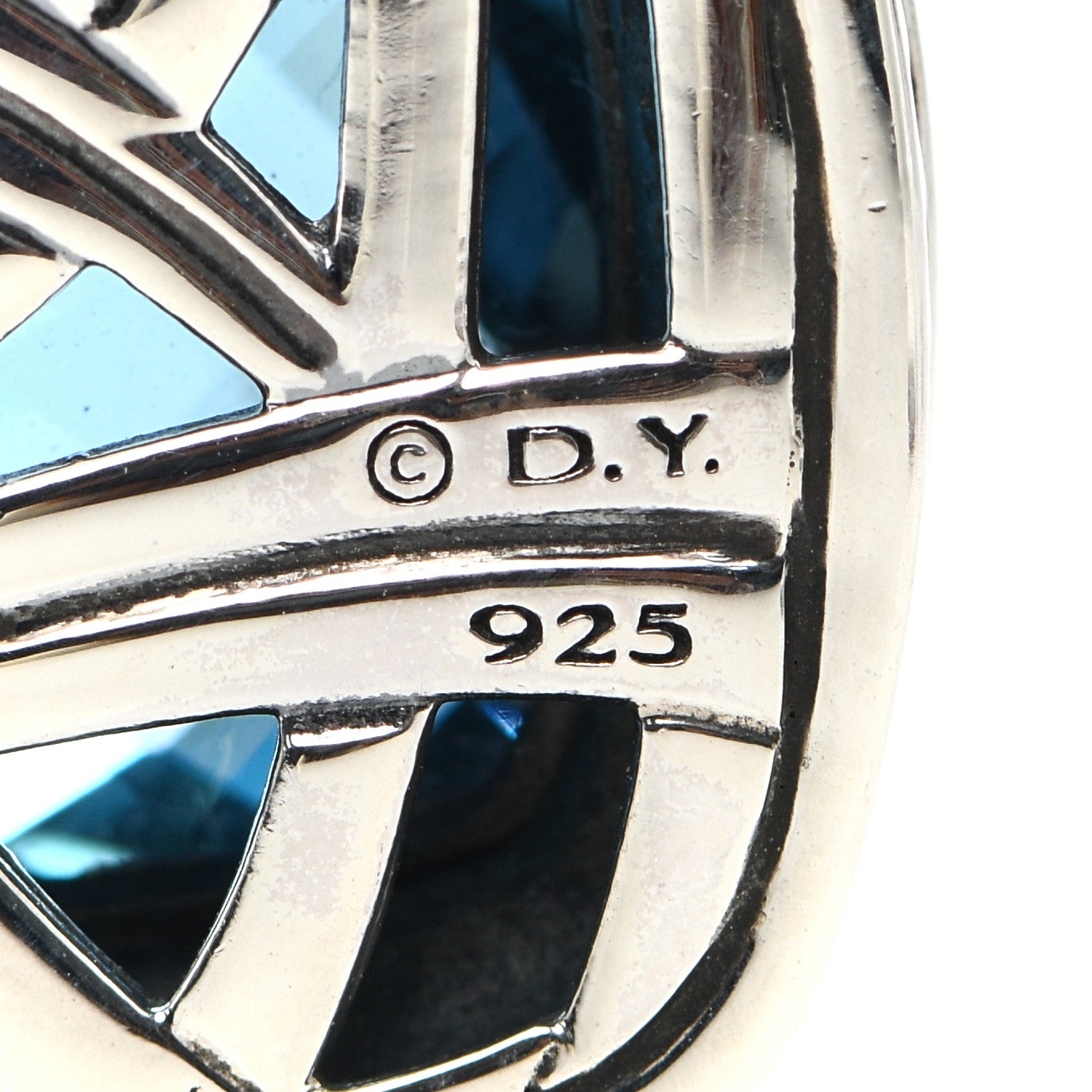 David Yurman Sterling Silver Diamond Blue Topaz 17mm Moonlight Ice Albion Enhancer Pendant 3 of 4
