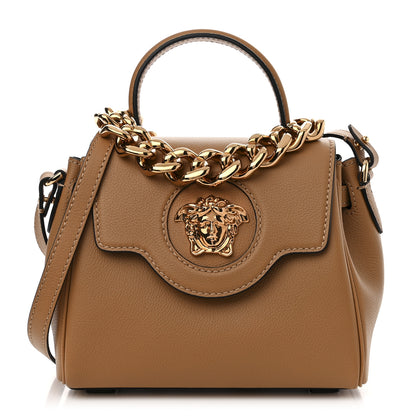 Versace Grained Calfskin Small La Medusa Top Handle Bag Brown 1 of 9