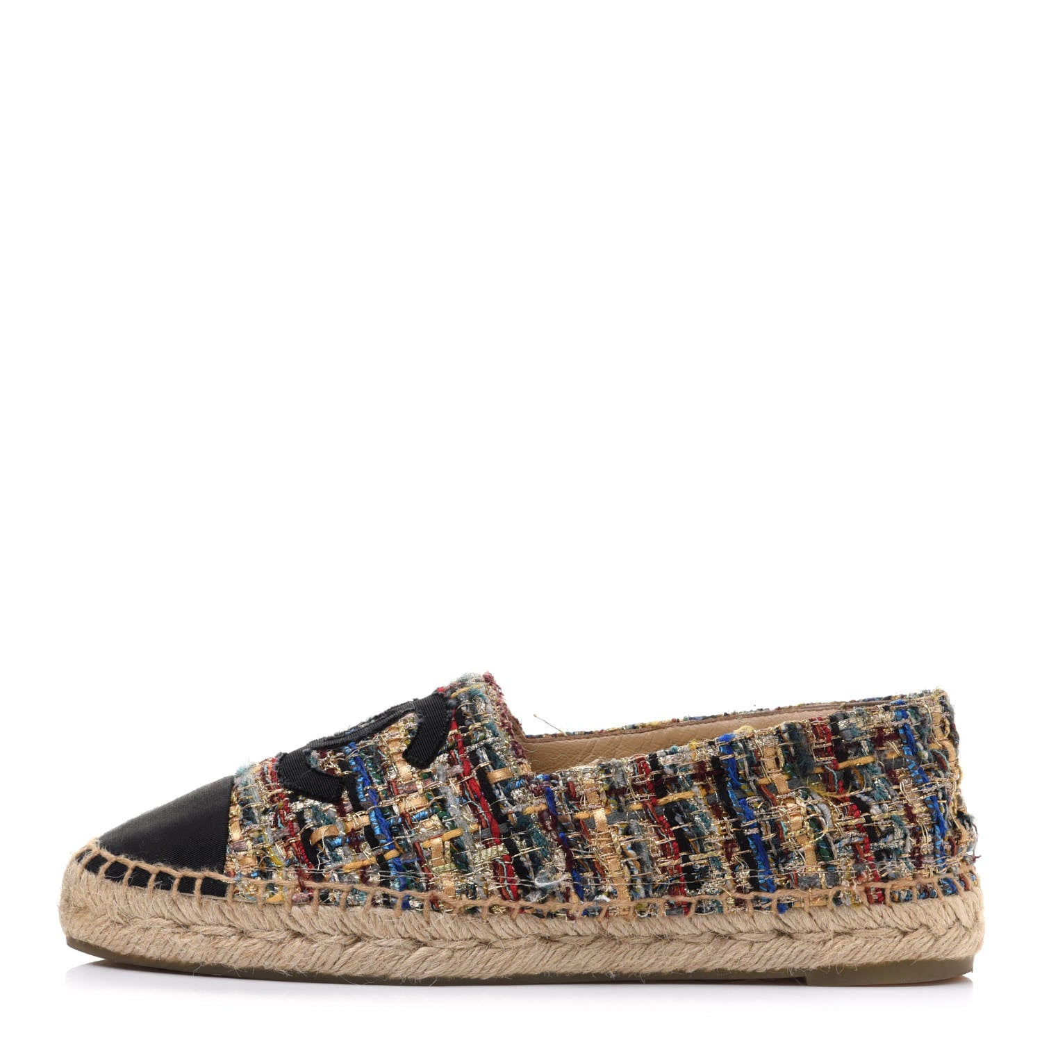 Chanel Tweed Grosgrain CC Espadrilles 37 Multicolor 1 of 15