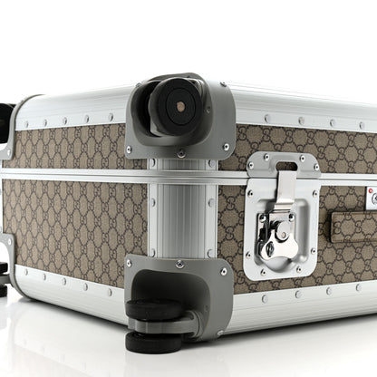 Gucci GG Supreme Monogram Aluminium Porter Medium Trolley Suitcase Beige Ebony Silver 9 of 13