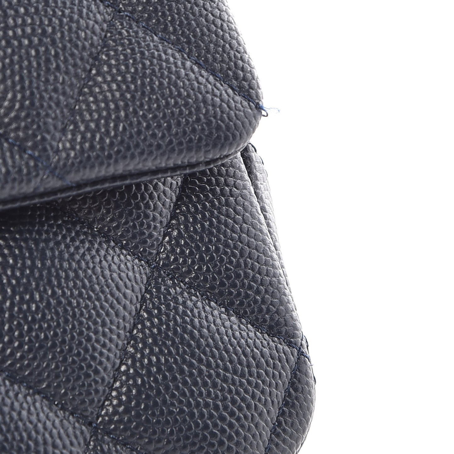 Caviar Quilted Mini Rectangular Flap Navy