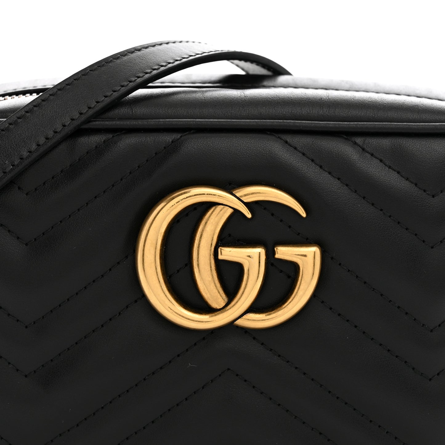 Calfskin Matelasse Small GG Marmont Chain Shoulder Bag Black