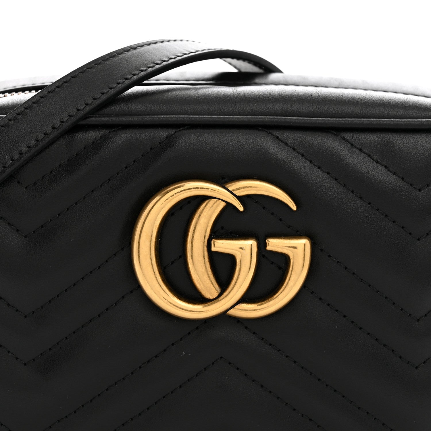 Gucci Calfskin Matelasse Small GG Marmont Chain Shoulder Bag Black 7 of 12