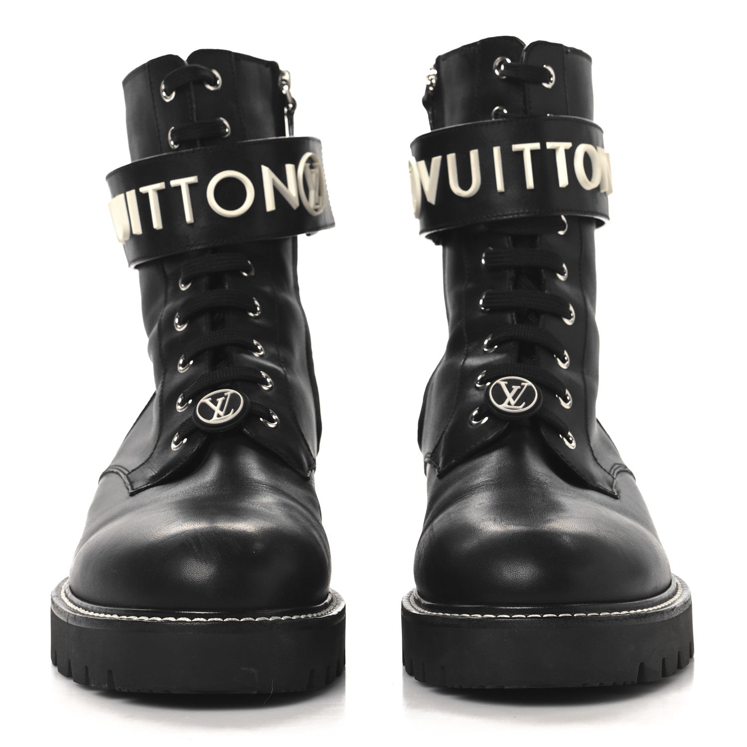 Louis Vuitton Calfskin Territory Flat Ranger Boots 40 Black 3 of 9