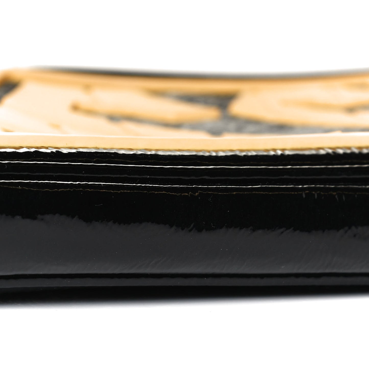 Patent Rubber Game Patch Logo Wrist Bag Black