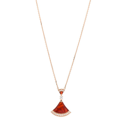 Bulgari 18K Rose Gold Diamond Carnelian Large Divas' Dream Pendant Necklace 1 of 5