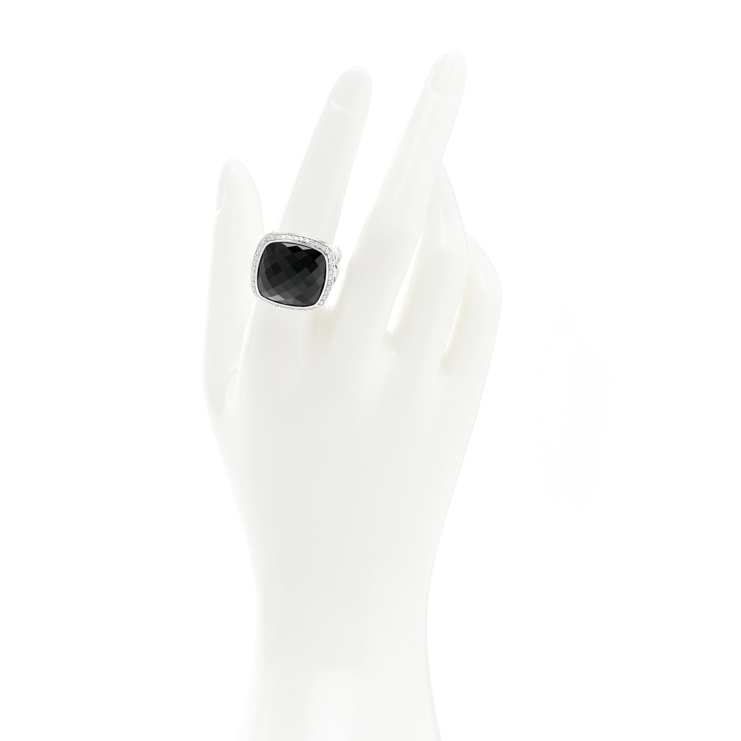 Sterling Silver Diamond Black Onyx 17mm Albion Ring 56 7.5