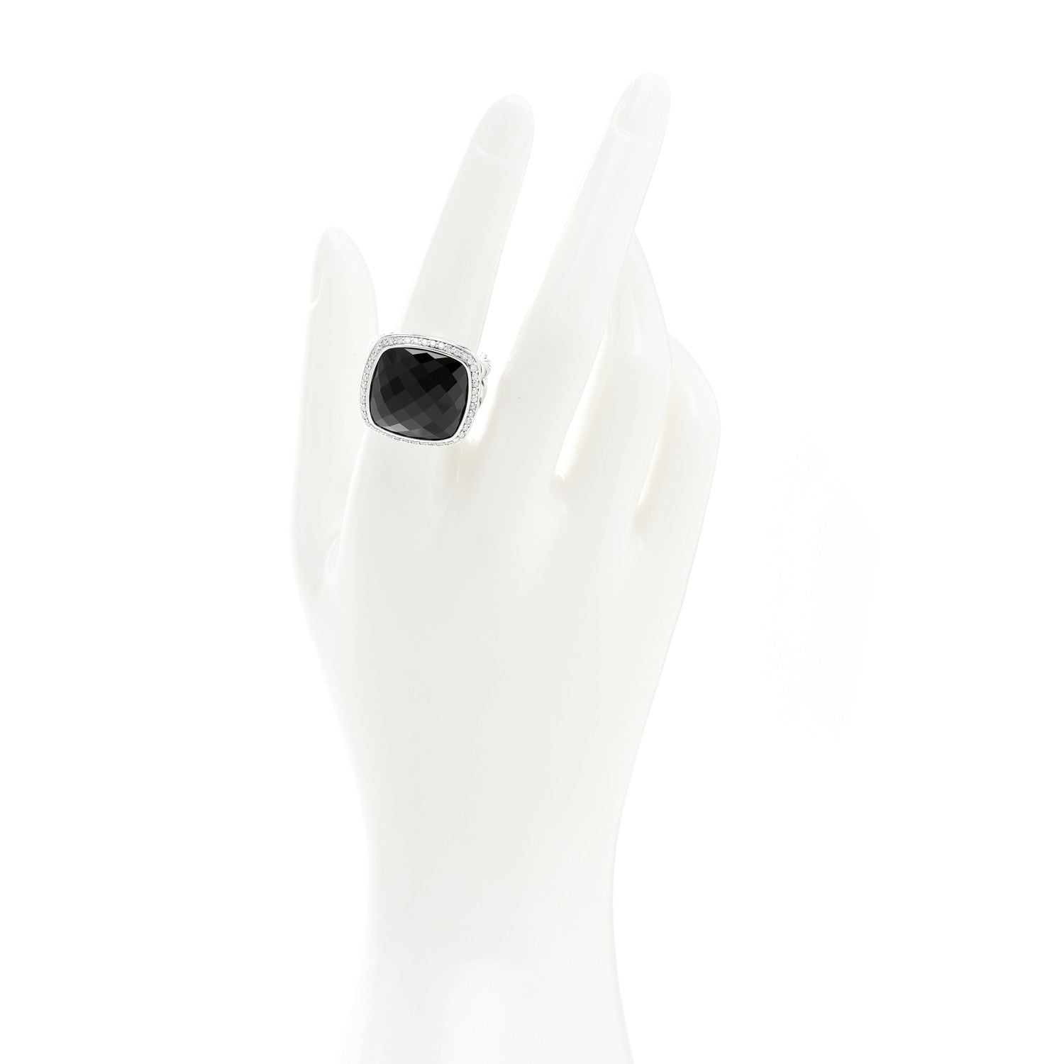 David Yurman Sterling Silver Diamond Black Onyx 17mm Albion Ring 56 7.5 2 of 5
