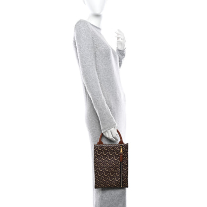 Burberry E-Canvas Monogram Top Handle Pouch Bridle Brown 2 of 11