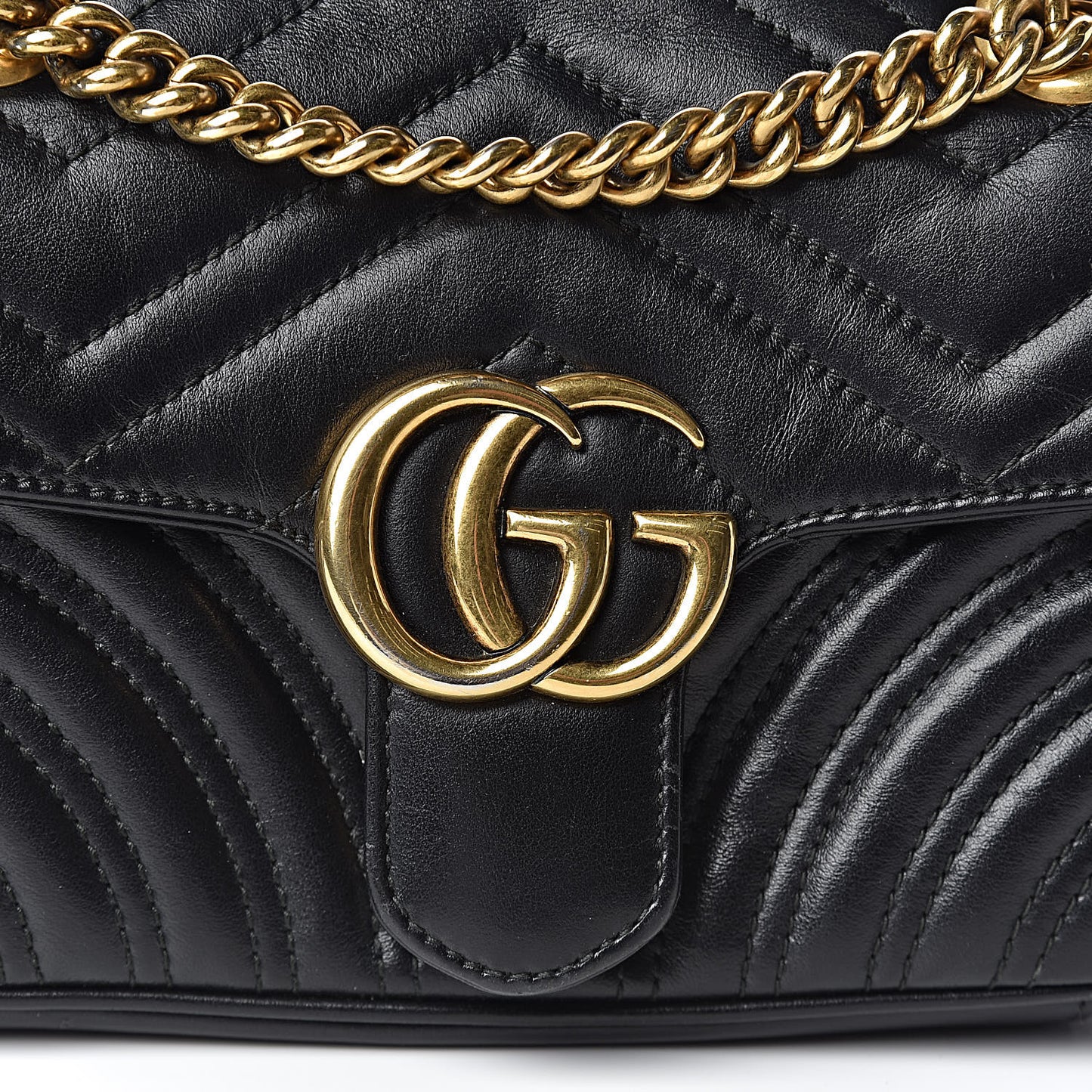 Calfskin Matelasse Mini GG Marmont Shoulder Bag Black