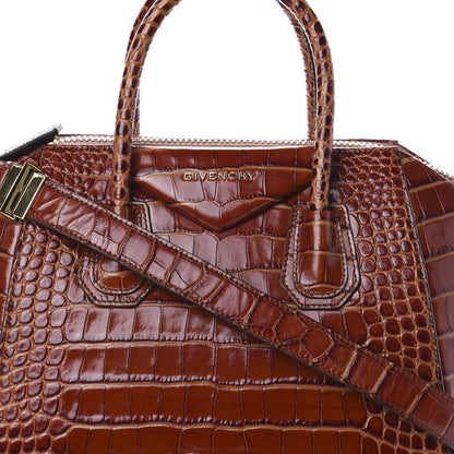 Givenchy Calfskin Crocodile Embossed Small Antigona Cognac 7 of 9