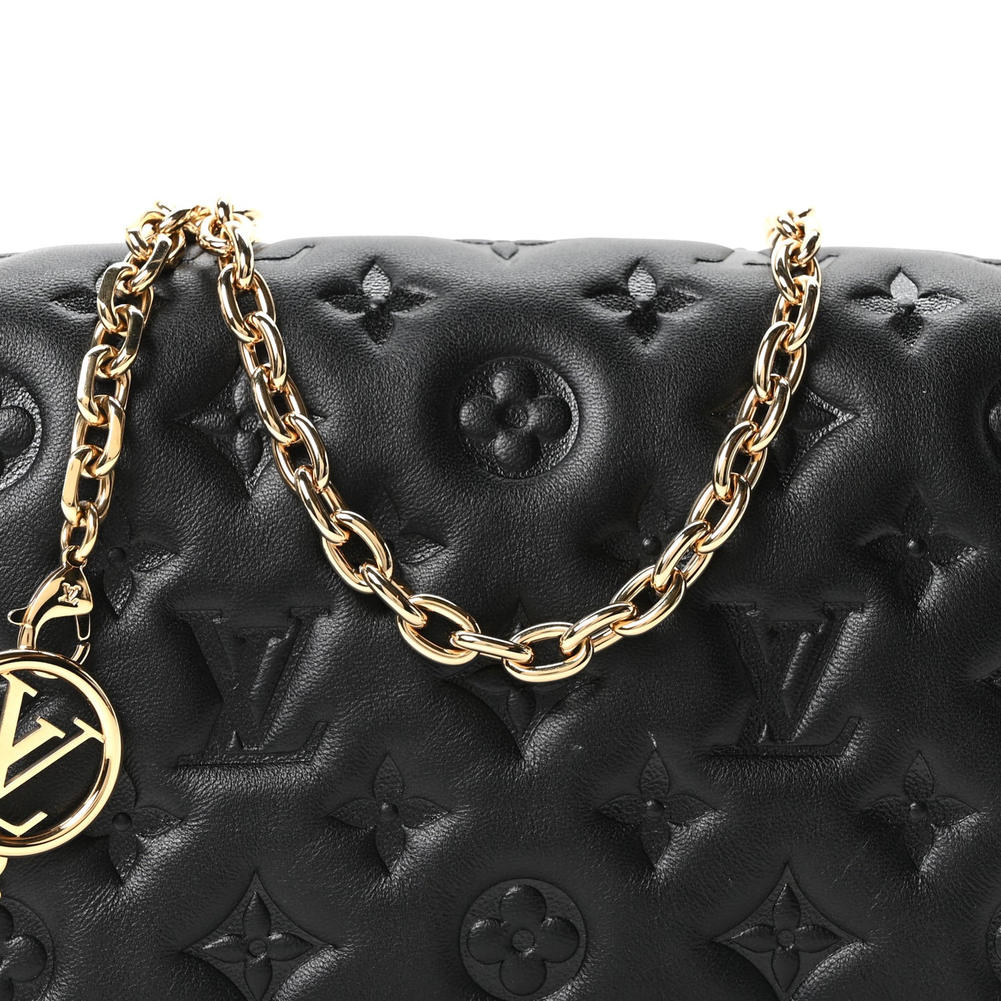 Lambskin Embossed Monogram Pochette Coussin Black