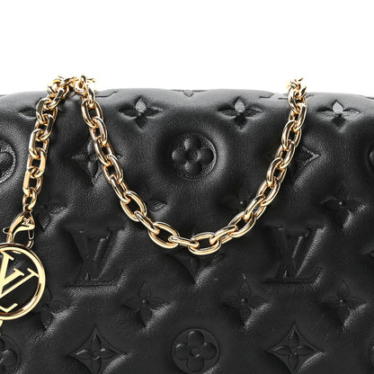 Louis Vuitton Lambskin Embossed Monogram Pochette Coussin Black 6 of 9