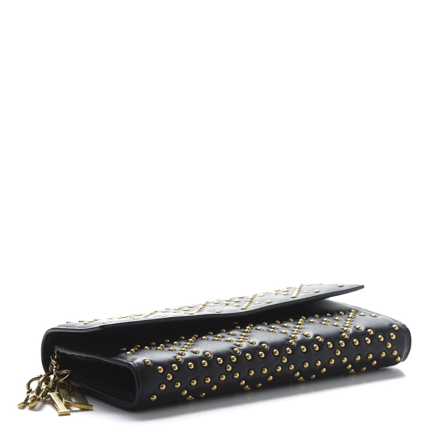 Christian Dior Calfskin Cannage Studded Wallet on Chain Black 4 of 11