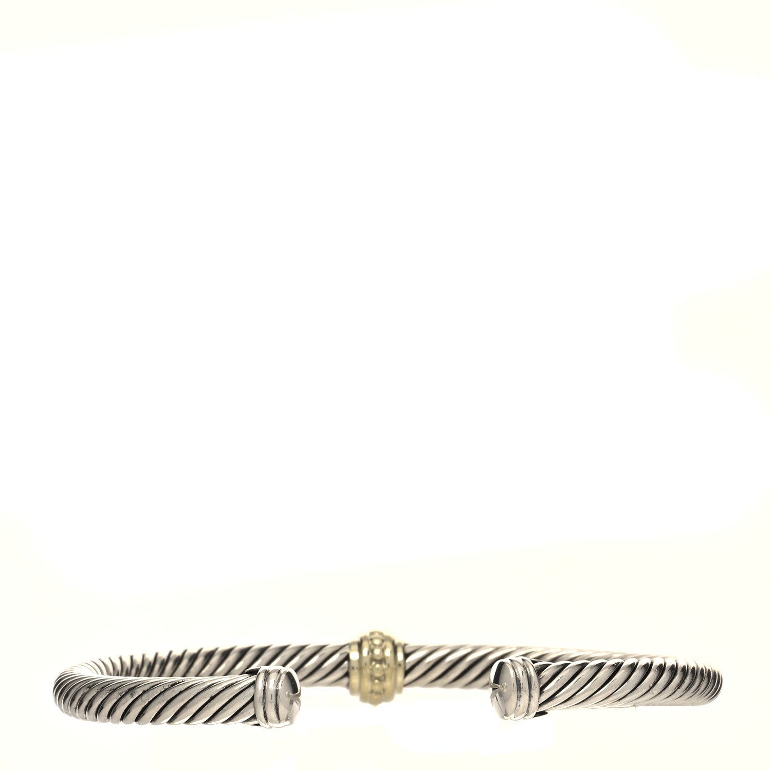 David Yurman Sterling Silver 14K Yellow Gold 5mm Cable Classics Single Station Bracelet 2 of 3