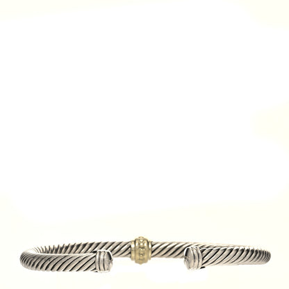David Yurman Sterling Silver 14K Yellow Gold 5mm Cable Classics Single Station Bracelet 2 of 3