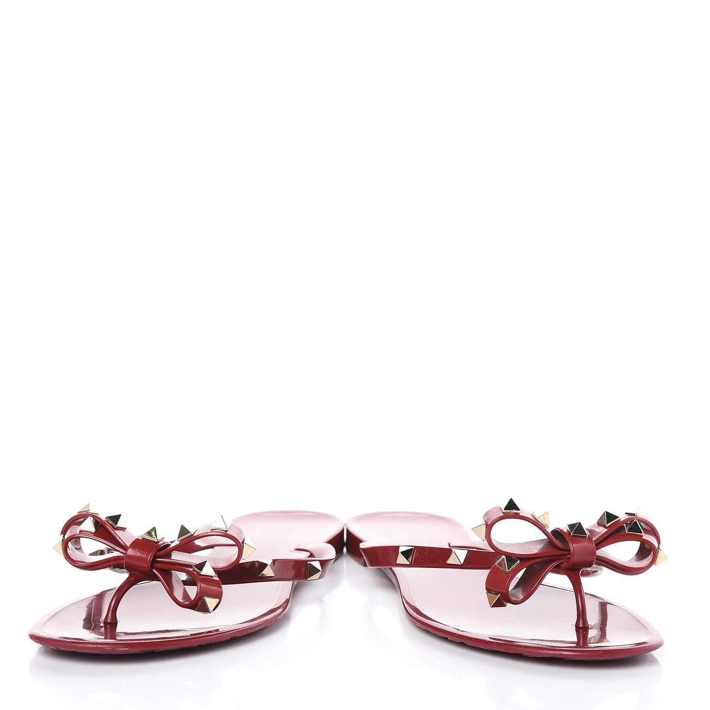 PVC Jelly Rockstud Bow Thong Sandals 39 Rubino