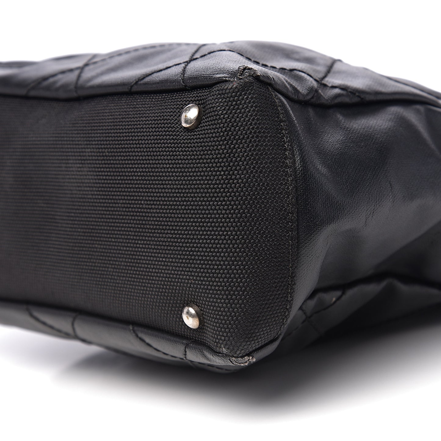 Coated Canvas Quilted Small Paris Biarritz Tote Black