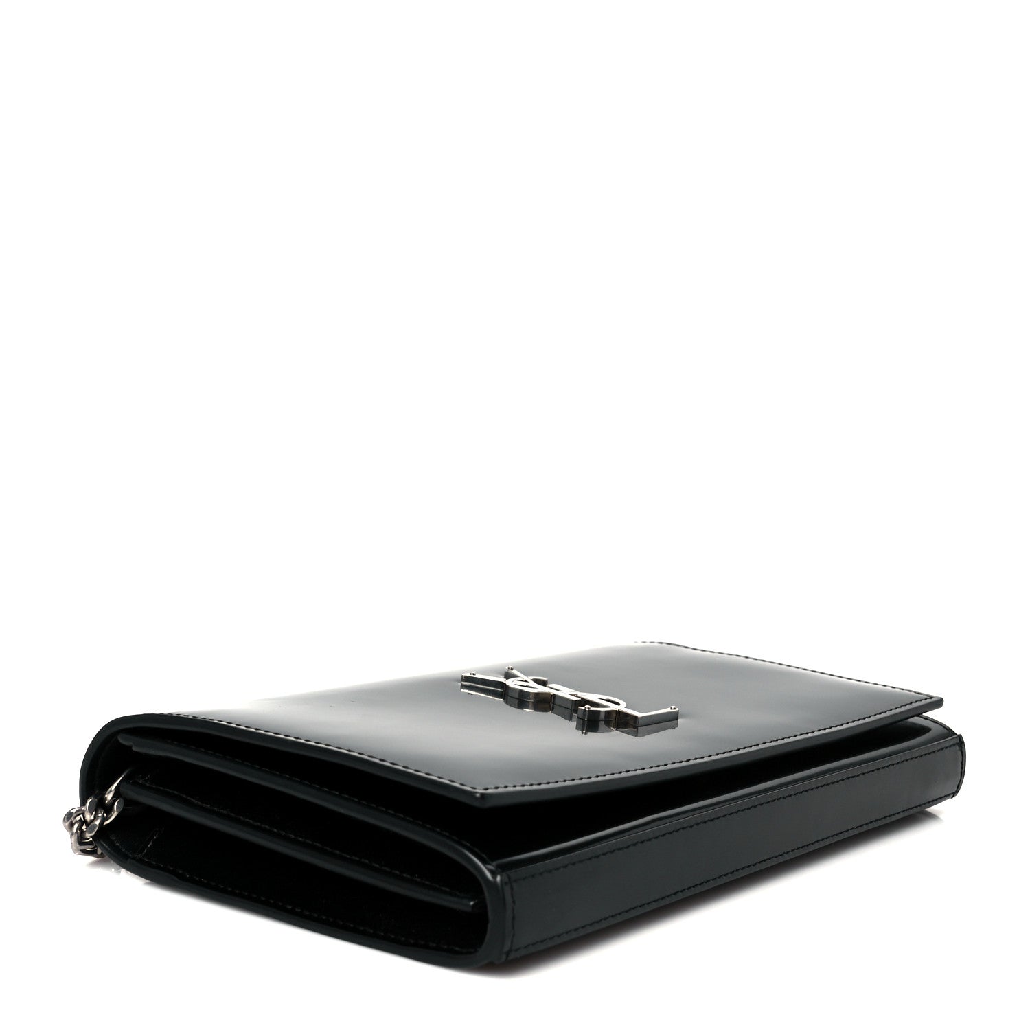 Saint Laurent Glazed Calfskin Cassandre Wallet On Chain WOC Black 4 of 9