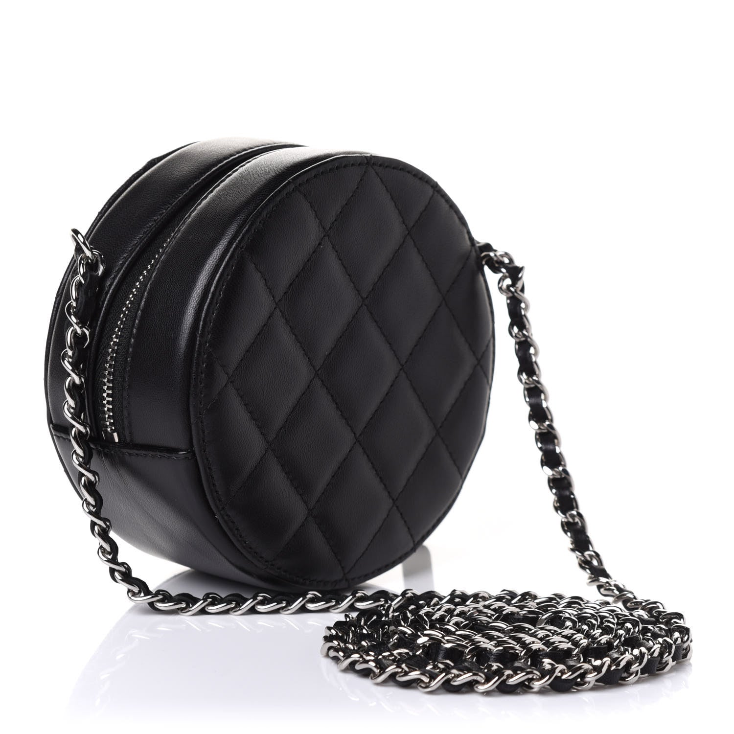 Chanel Lambskin Quilted Round Clutch With Chain Black 3 of 11