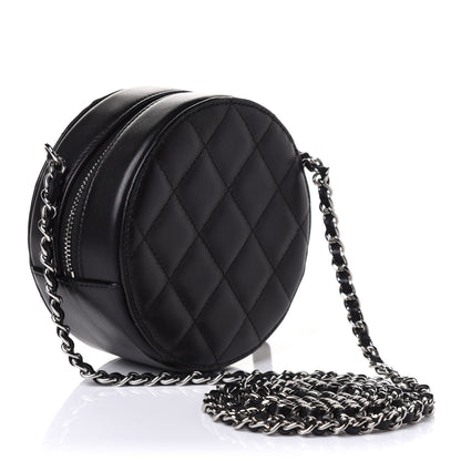 Chanel Lambskin Quilted Round Clutch With Chain Black 3 of 11