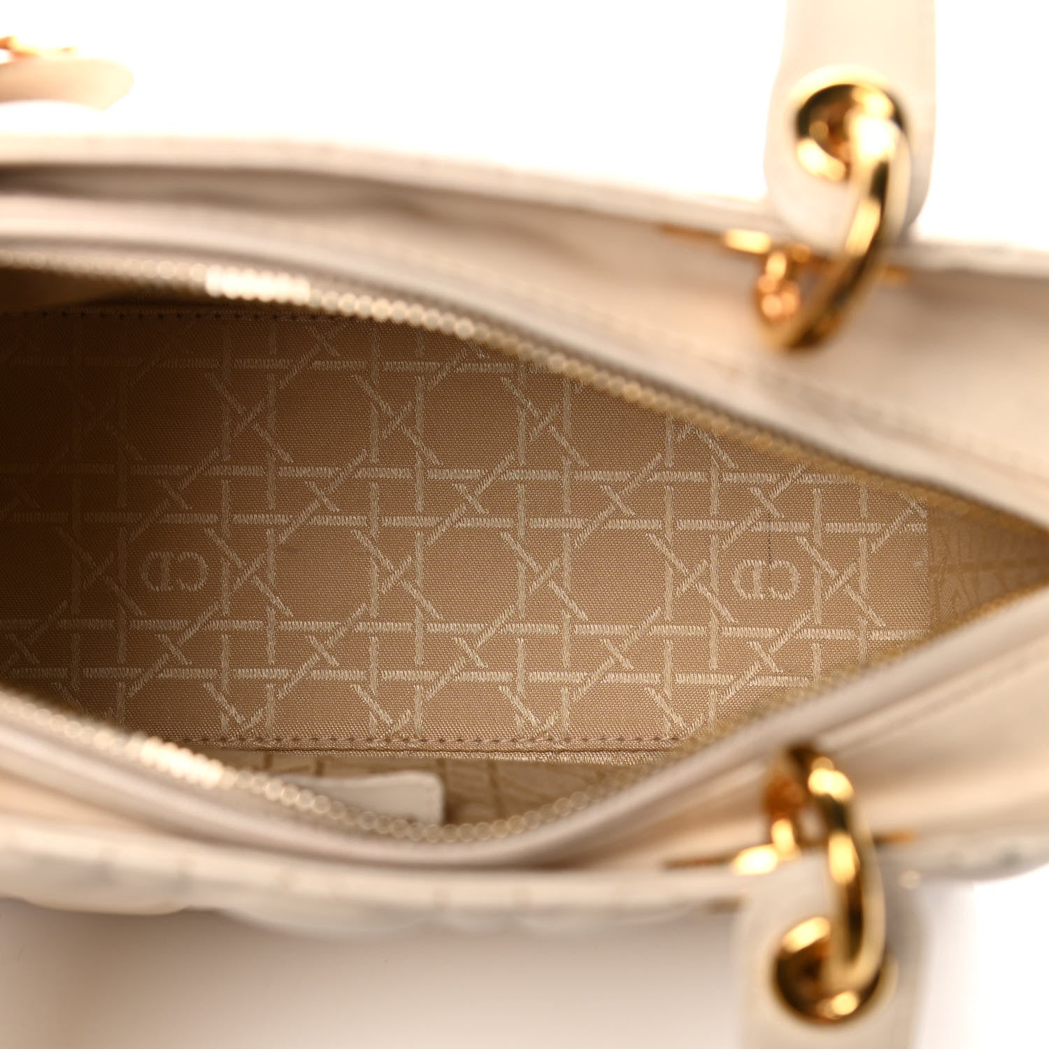 Christian Dior Lambskin Cannage Medium Lady Dior Light Beige 4 of 13