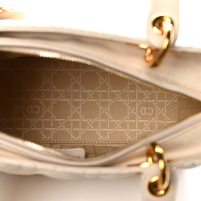 Christian Dior Lambskin Cannage Medium Lady Dior Light Beige 4 of 13