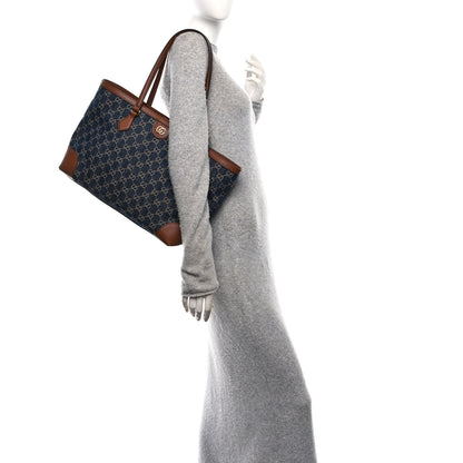 Gucci New Denim GG Monogram Medium Ophidia Shopping Tote Blue Tea Cuir 2 of 10