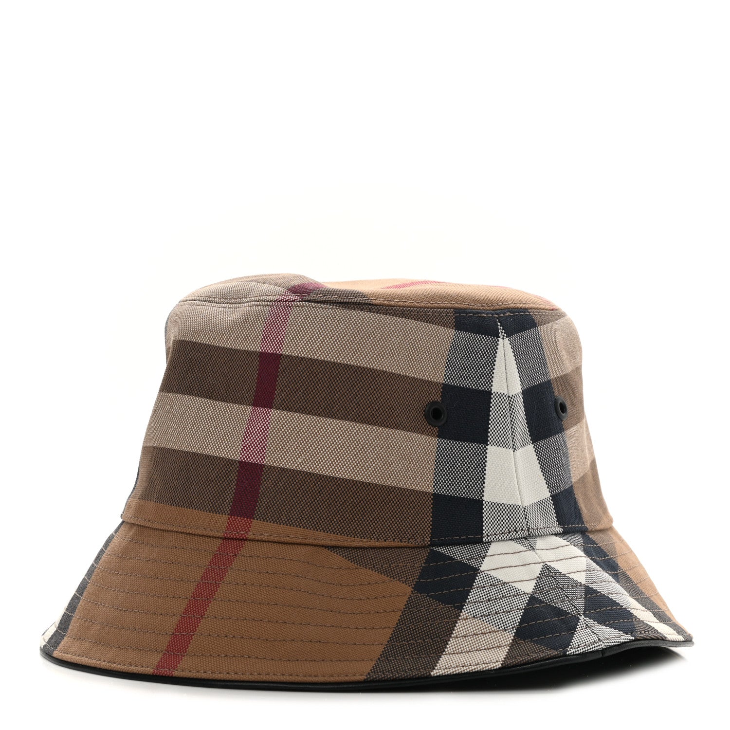 Burberry Cotton Canvas Exaggerated Check Bucket Hat M Birch Brown 1 of 8