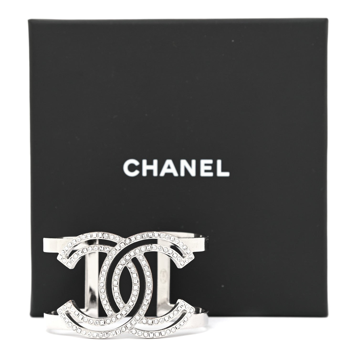 Chanel Metal Crystal CC Cuff Silver 5 of 5