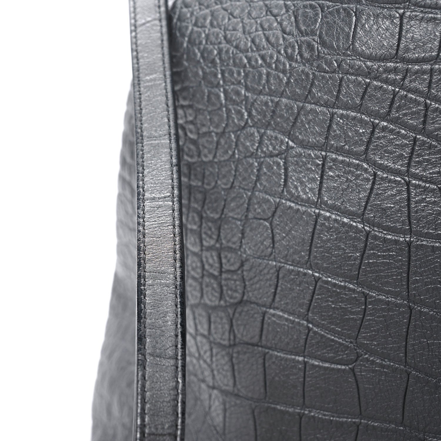 Chanel Metallic Calfskin Crocodile Embossed Large Backpack Silver 15 of 16