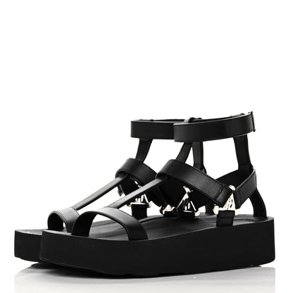 Hermes Calfskin Womens Enid Sandals 38 Black 3 of 8