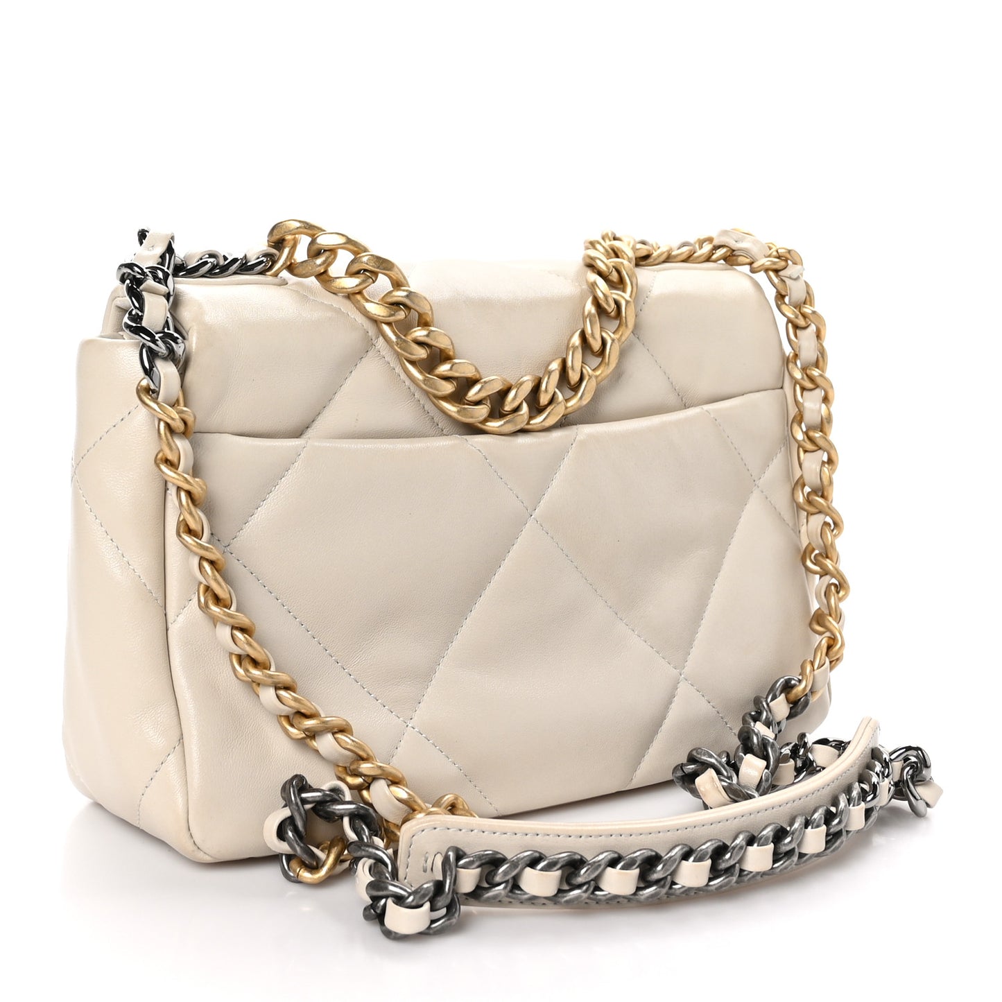 Goatskin Quilted Medium Chanel 19 Flap White