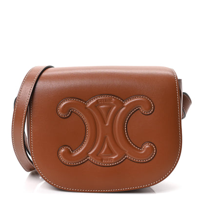 Celine Smooth Calfskin Cuir Triomphe Folco Crossbody Bag Tan 1 of 11