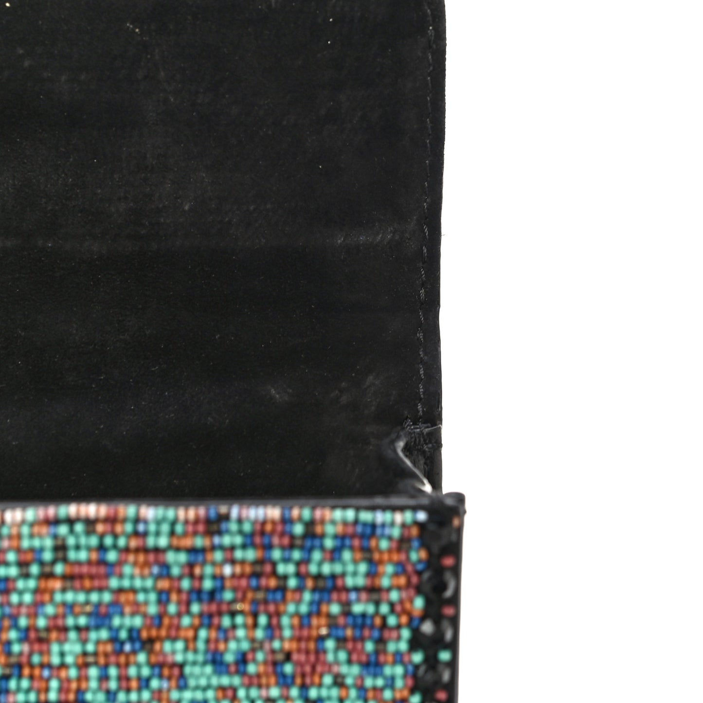 Vitello Beaded Small Glam Lock Rockstud Flap Black