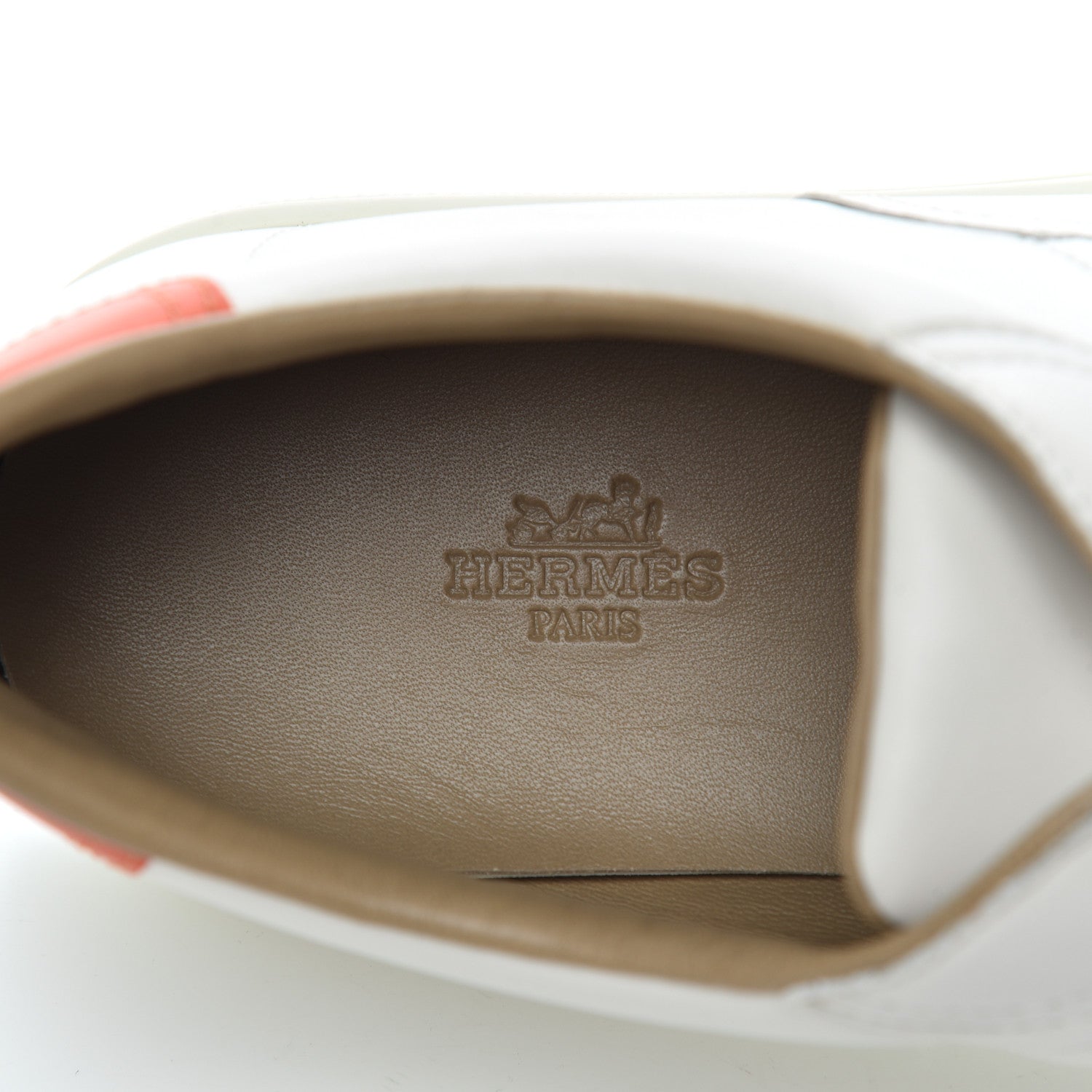 Hermes Calfskin Mens Quicker Sneakers 42 White Orange 6 of 13