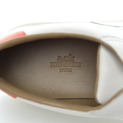 Hermes Calfskin Mens Quicker Sneakers 42 White Orange 6 of 13