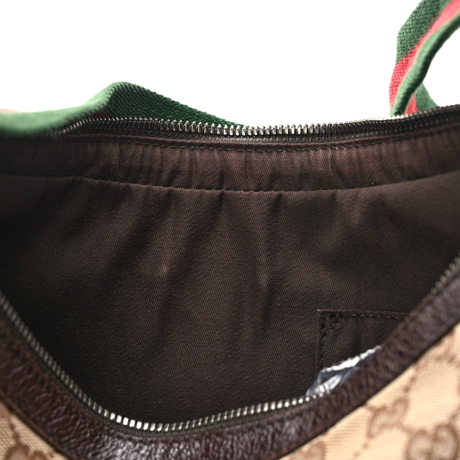 Gucci Monogram Web Medium Half Moon Hobo Dark Brown 14 of 16