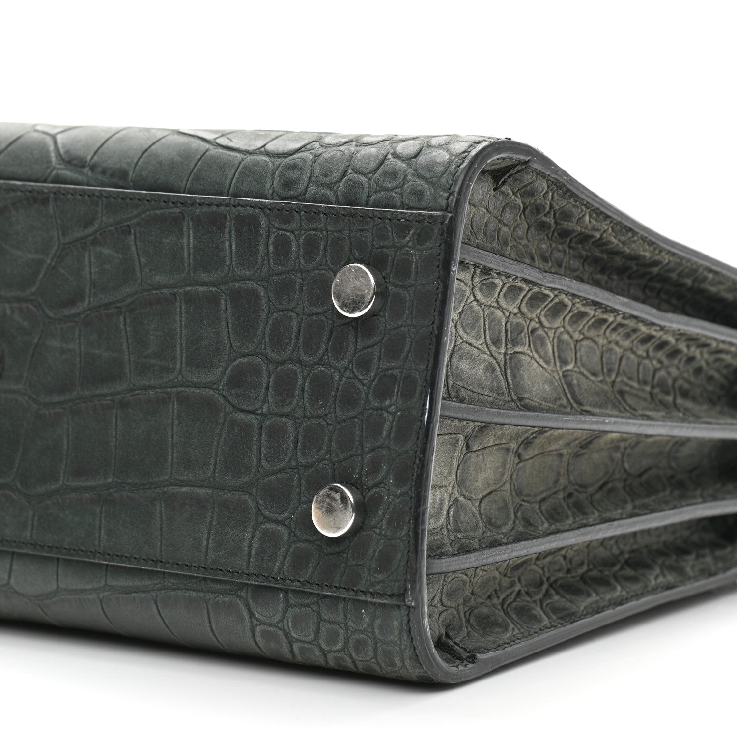 Saint Laurent Calfskin Crocodile Embossed Small Sac De Jour Fog 9 of 22