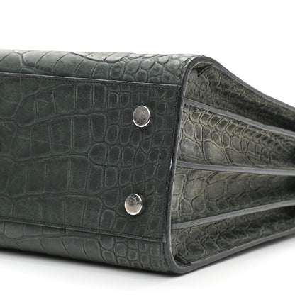 Saint Laurent Calfskin Crocodile Embossed Small Sac De Jour Fog 9 of 22