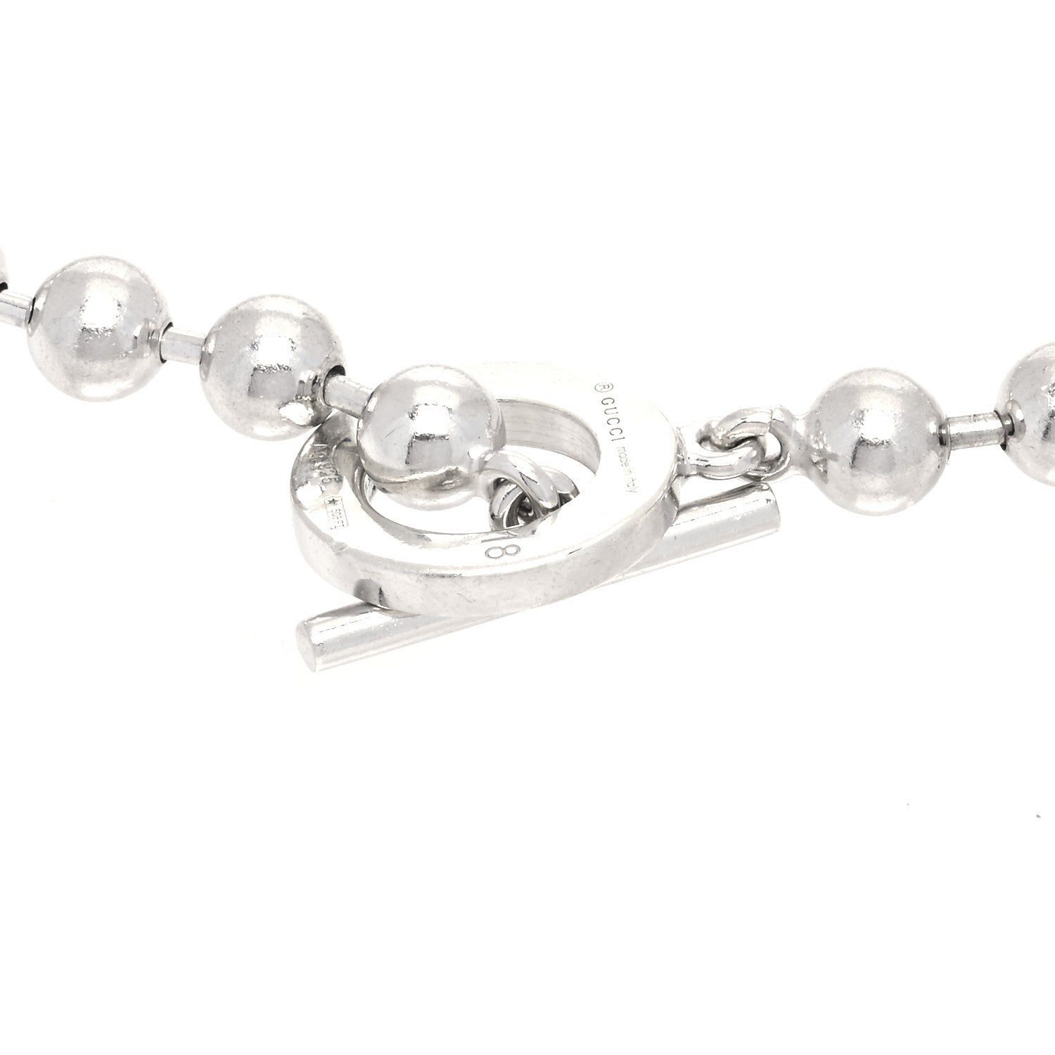 Gucci Sterling Silver Boule Bead Charm Toggle Bracelet 4 of 5