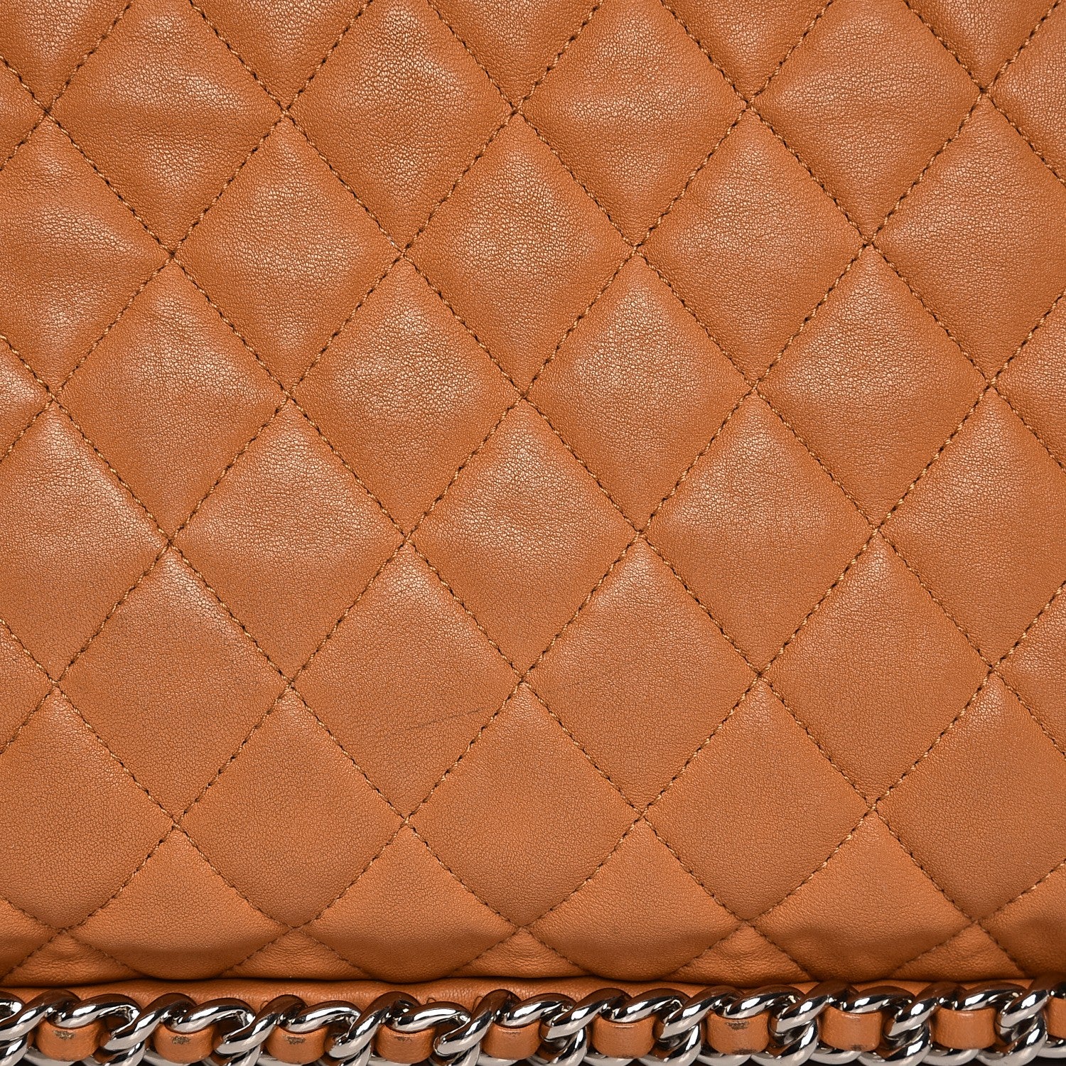 Chanel Washed Lambskin Chain Around Maxi Flap Bag Dark Beige 13 of 18