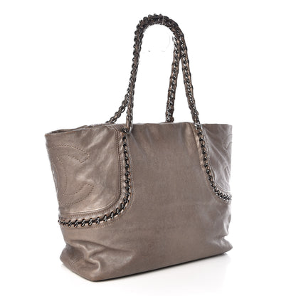 Chanel Metallic Goatskin Luxe Ligne Shoulder Bag Dark Silver 3 of 12