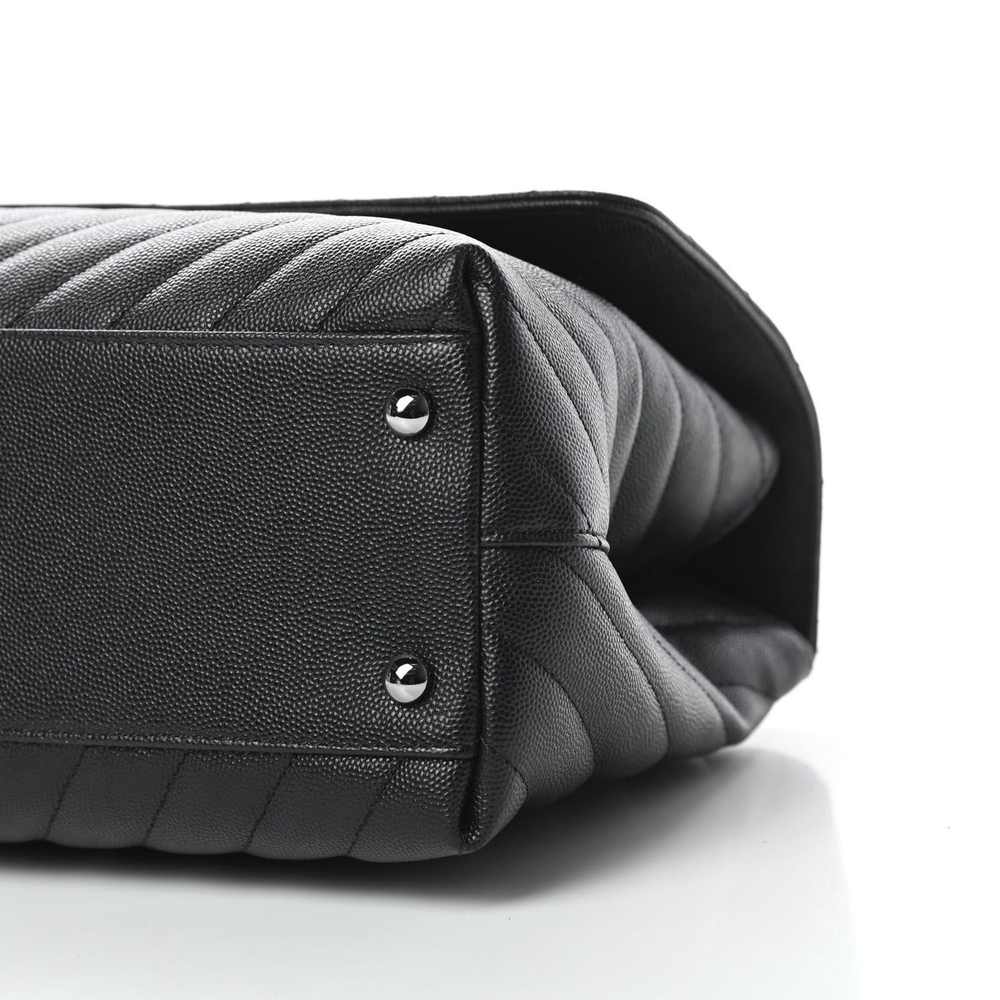 Caviar Chevron Quilted Medium Coco Handle Flap Black
