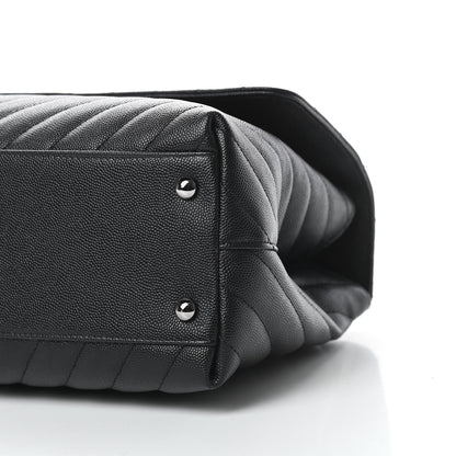 Chanel Caviar Chevron Quilted Medium Coco Handle Flap Black 10 of 11