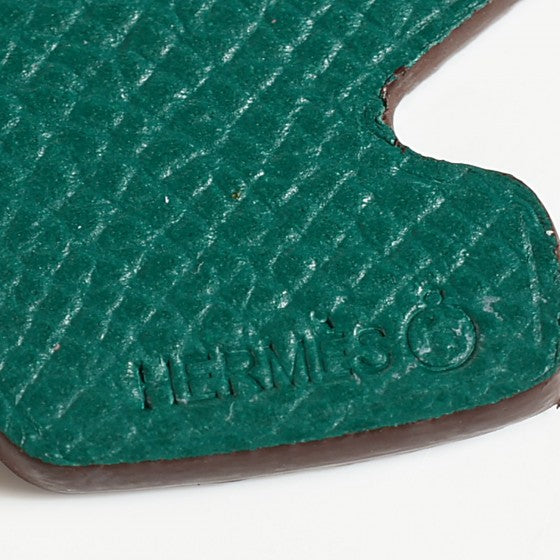 Hermes Togo Epsom Petit H Turtle Bag Charm GM Iris Malachite 4 of 5