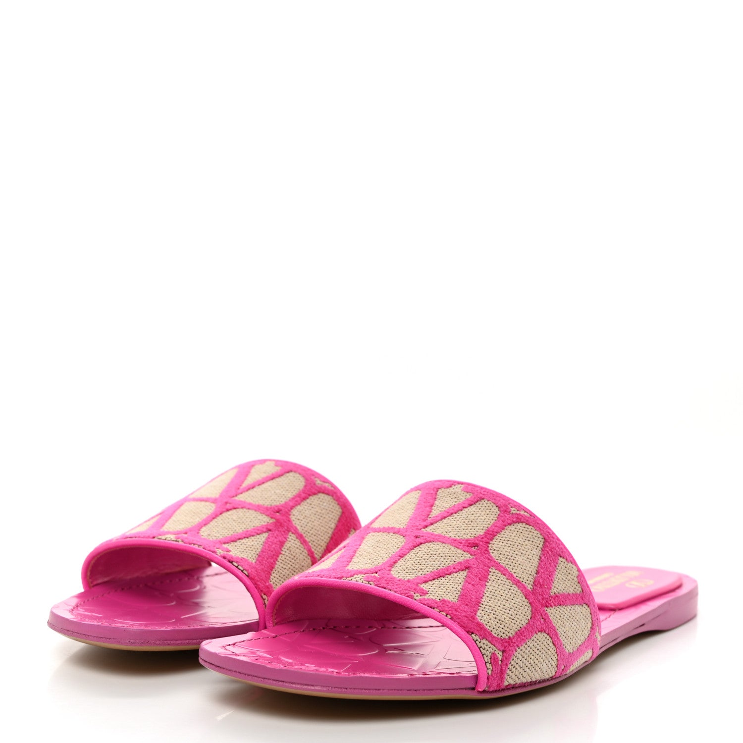 Valentino Garavani Toile Iconographe Vlogo 5mm Slide Sandals 38 Natural Pink PP 3 of 9